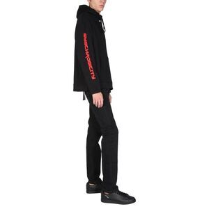 RAF SIMONS Men's Cotton Hoodie with Graphic Sleeve Detail Men BLACK Sweaters &